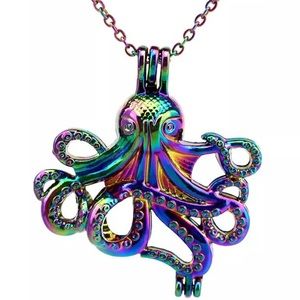 Rainbow Octopus necklace + essential oil diffuser
